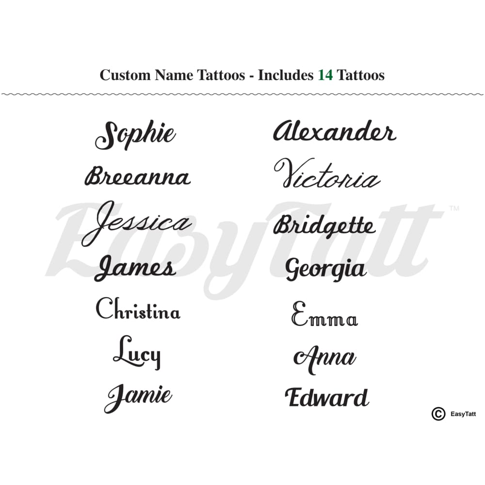 Custom Names - 14 Tattoos Temporary Tattoo